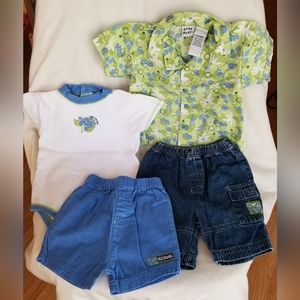 Baby Boys 4 Piece Shorts/Shirt Set Size 6-9 Months